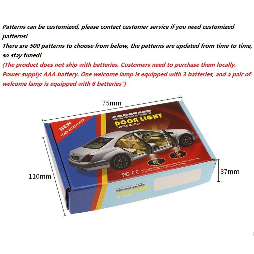 

2PCS Car Door Lights Universal Car Led Welcome Laser Logo Ghost Shadow Light Car Accessories Wireless Car Welcome Door Light