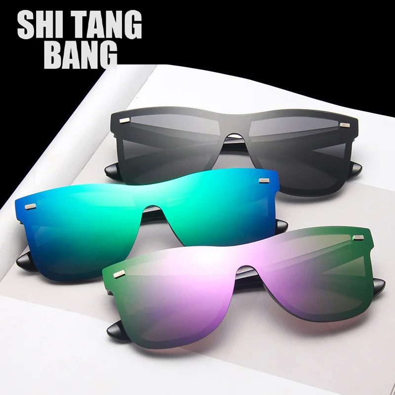 

Цельные зеркальные Винтажные Солнцезащитные очки для мужчин и женщин, квадратные модные брендовые Роскошные солнечные очки без оправы