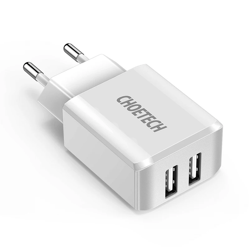 Европейский Союз (ЕС) CHOETECH, 5 В, 2 А, два порта, USB, настенное зарядное устройство для iPhone 11 X XS 8 7, быстрое зарядное устройство для путешествий, адаптер для samsung S10 S9 S8, зарядное устройство для телефона - Тип штекера: Европейский Союз (ЕС)