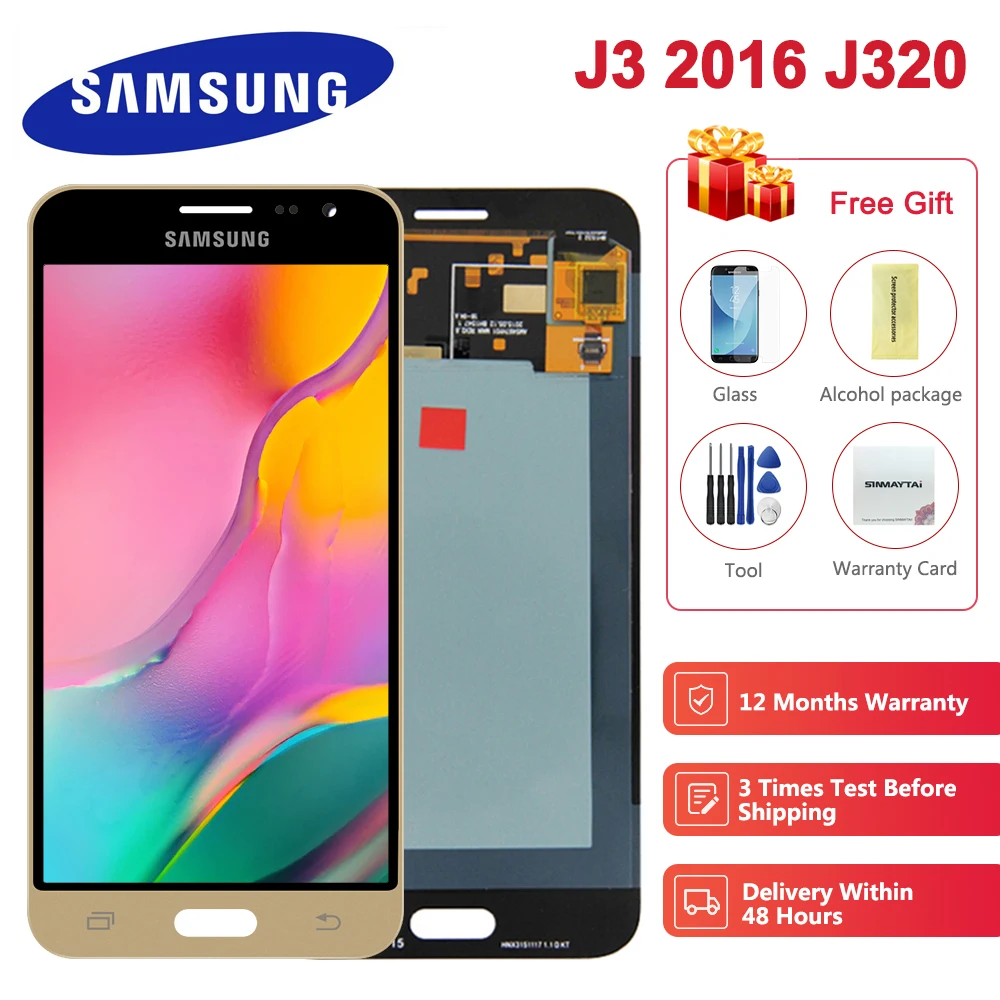 5,0 дюймов AMOLED j320f ЖК-дисплей для samsung Galaxy J3 J320 J320F J320H J320M J320FN ЖК-дисплей s Дисплей кодирующий преобразователь сенсорного экрана в сборе