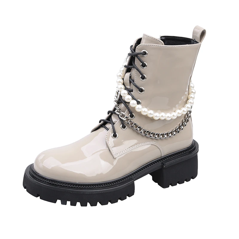 

Женские ботинки 2021, зимние короткие ботильоны из натуральной воловьей кожи с круглым носком на платформе и плоской подошве для женщин, женс...