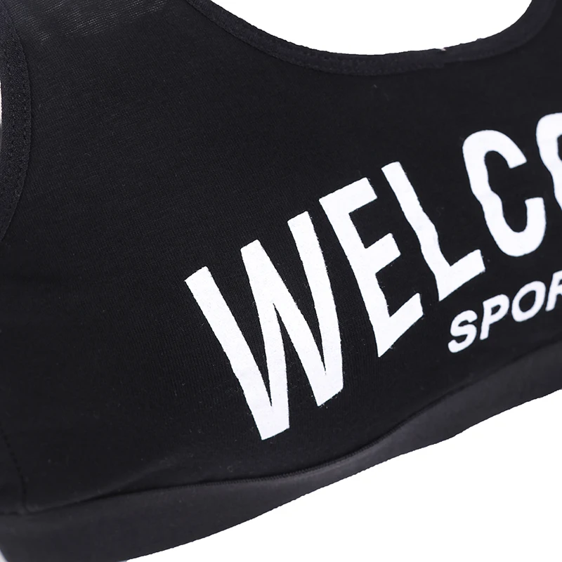 

Kids Cotton Sports Training Bra Underwear Solid Color Letters Printed Scoop Neckline Teenage Puberty Girl Wireless Bralette