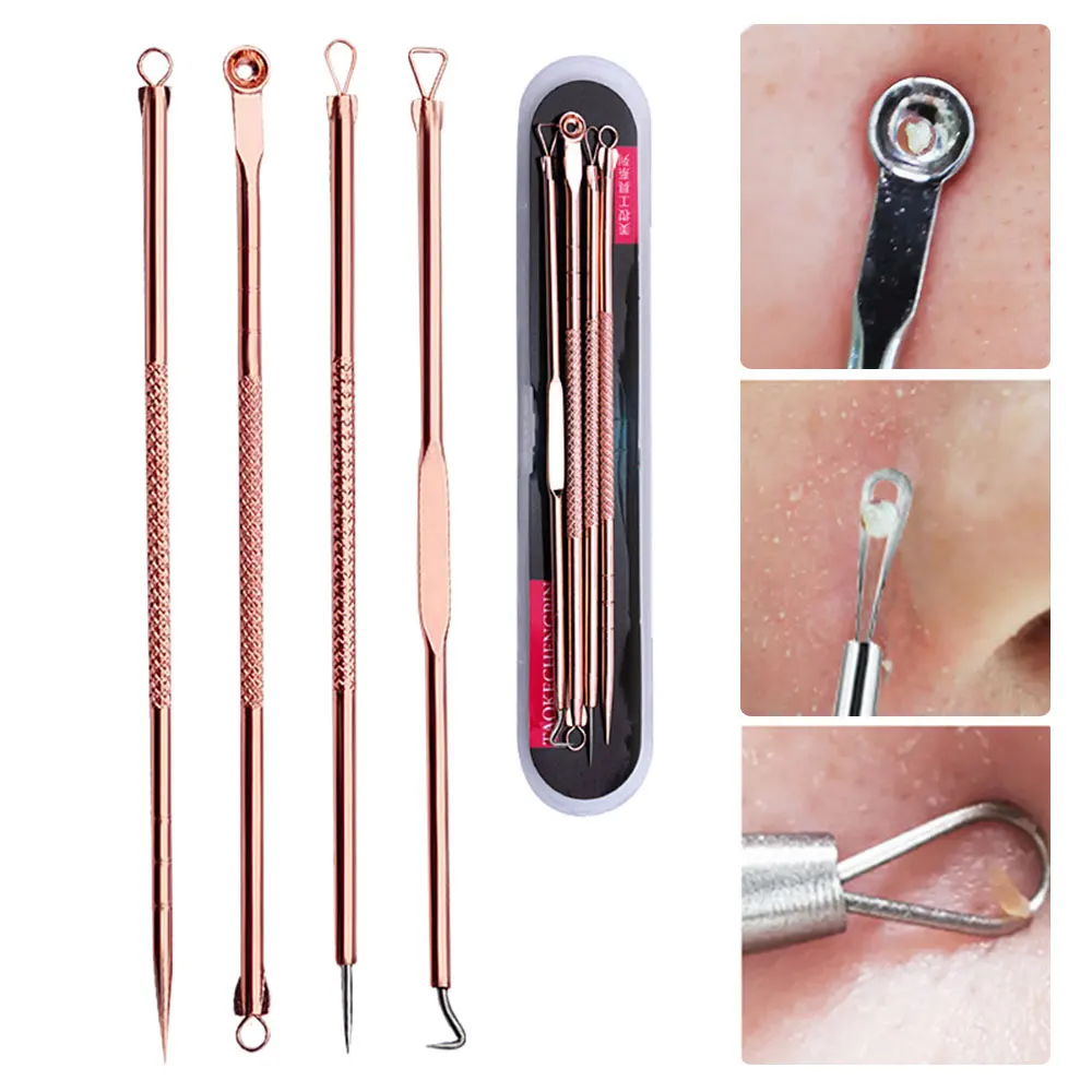 

4pcs Stainless Steel Pimple Needles Blackhead Remover Tool Face Massage Whitehead Pimple Spot Comedone Acne Extractor Cleaner