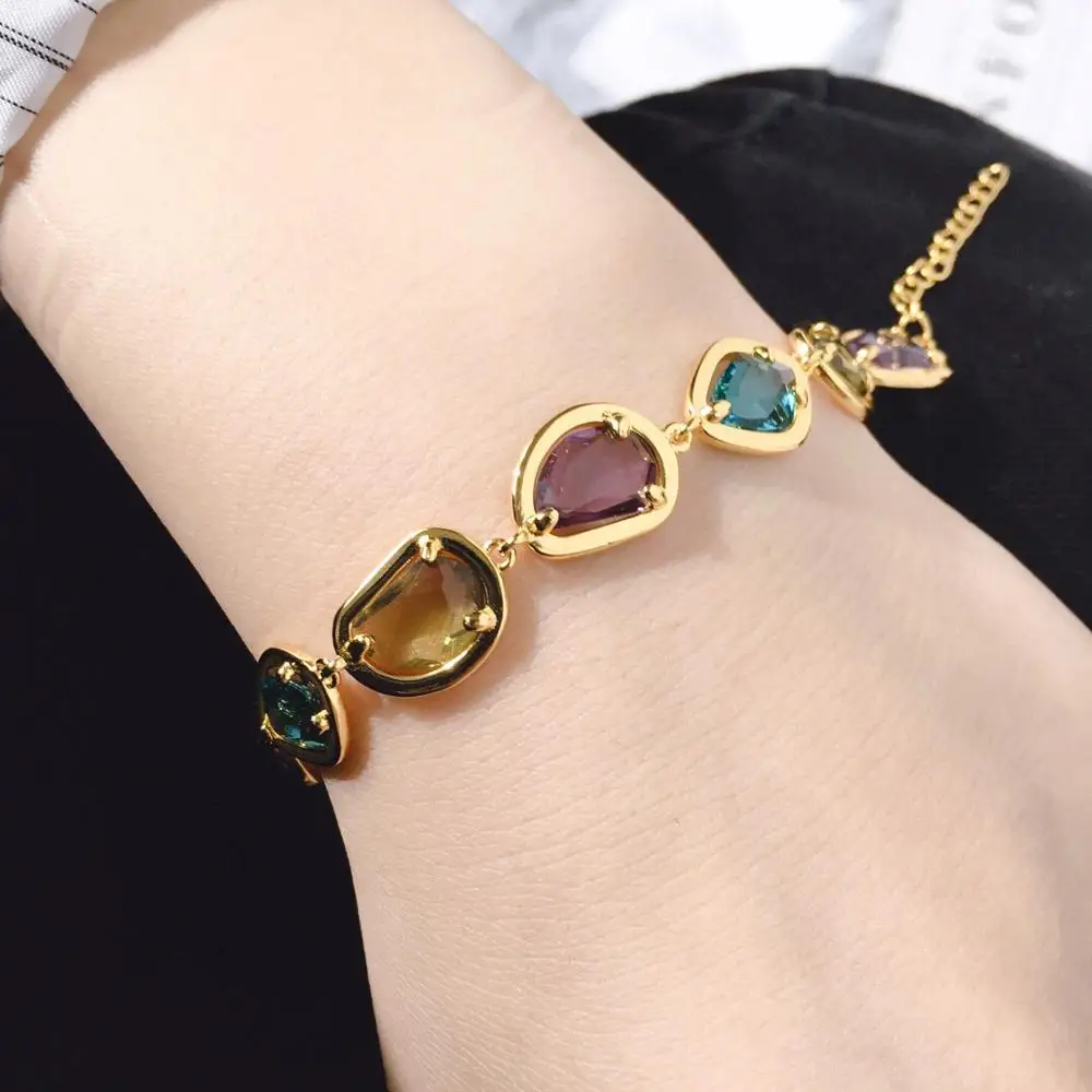 Женский браслет с кристаллами роскошный романтичный цвета розового золота