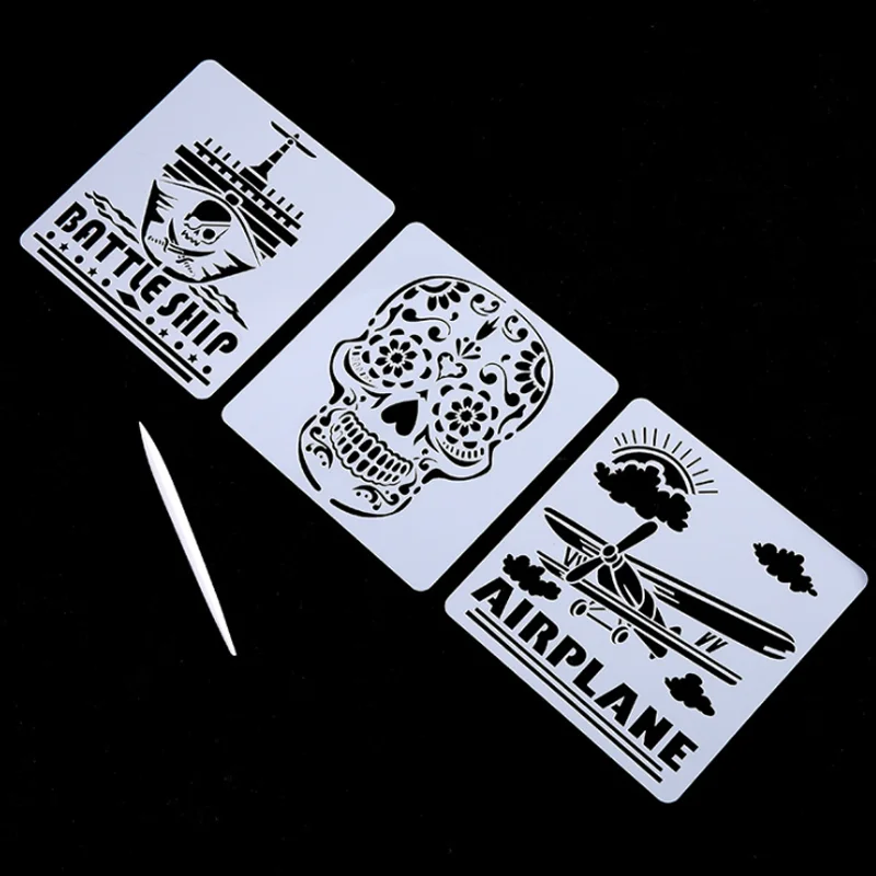 10 шт. рок самолет череп трафарет &quotсделай сам&quot Скрапбукинг дневник штамповка
