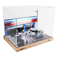 132 artificial model car repair shops parking model parking garage scene wooden acrylic with light dust proof box display box