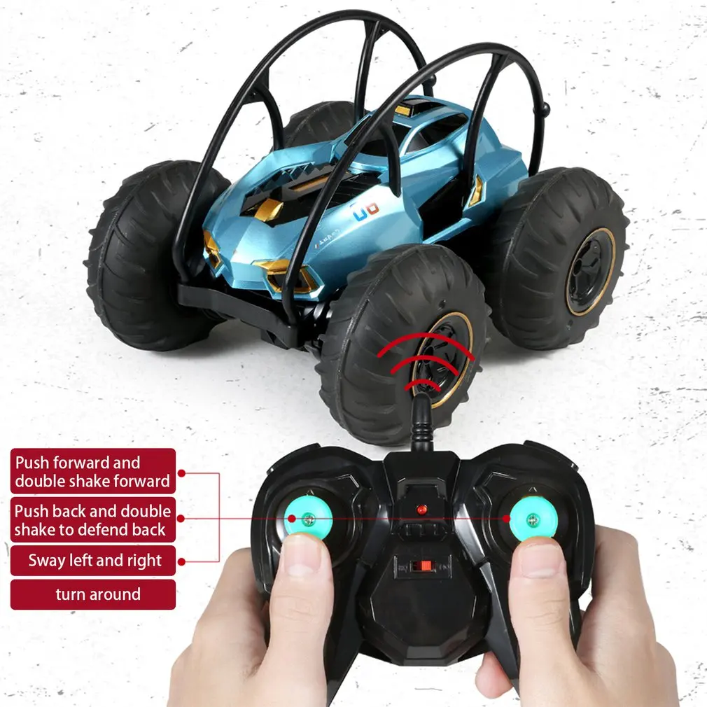 

360 Rotate Rc Cars Remote Control Stunt Car 2 Sides Waterproof Driving On Water And Land Amphibious Electric Toys For Children