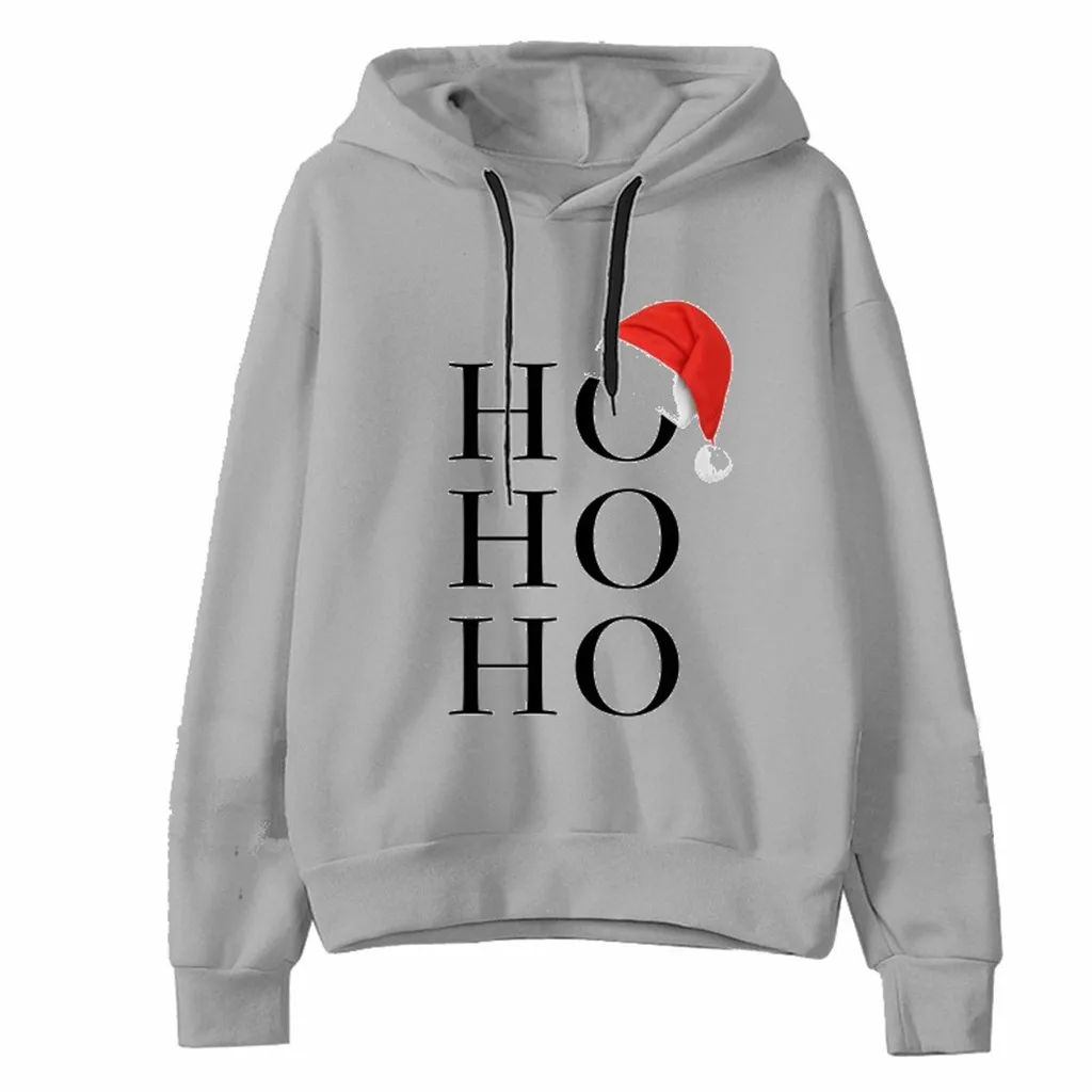 Для женщин одежда с длинным рукавом принтом рождественских букв толстовка