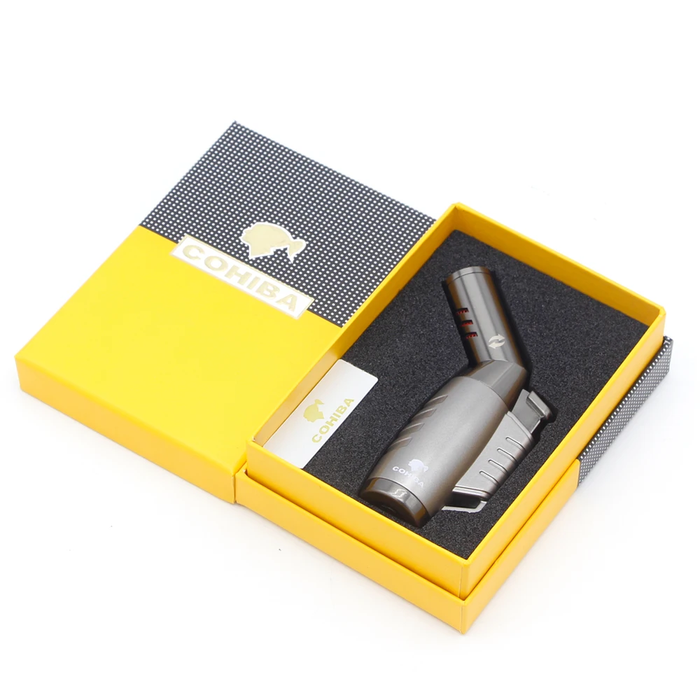 Зажигалка COHIBA в стиле пистолета 3 фонарь газовая зажигалка с струйным пламенем