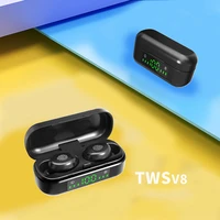 v8 tws bluetooth earphone wireless headphone stereo sport min headset earbuds microphone with charging box for smartphone