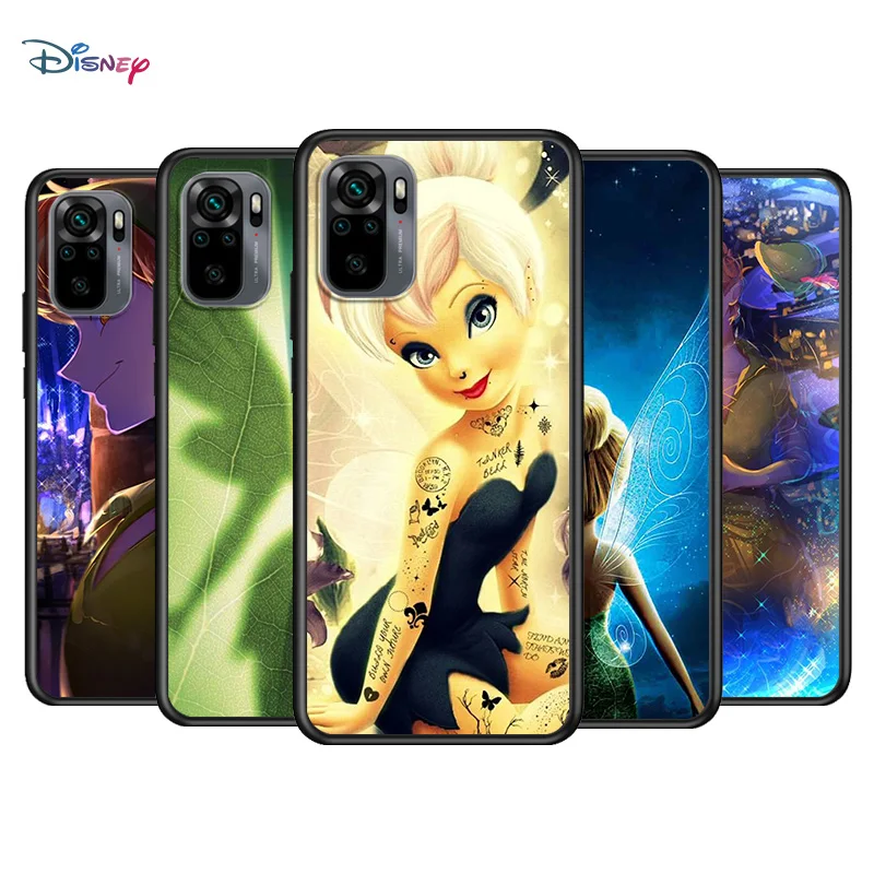 

Disney Cartoon Animation Peter Pan Tinker Bell For Xiaomi Redmi Note 10S 10 9T 9S 9 8T 8 7S 7 6 5A 5 Pro Max Black Phone Case