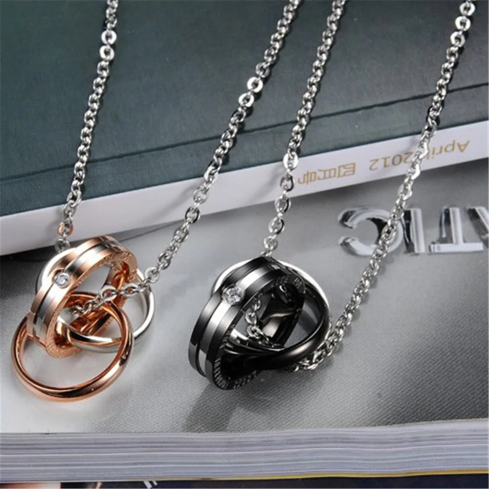 

SHQIYAYI Stainless Steel Jewelry Necklace Pendant Round Cubic Zirconia Accessories For A Couple Of Lovers GX863