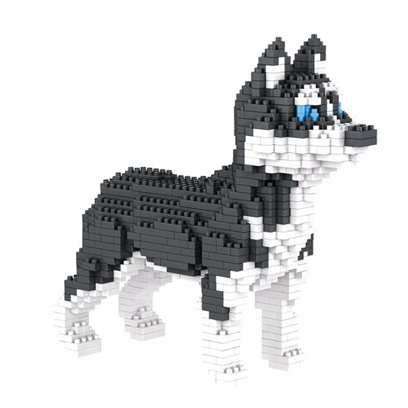 950pcs+ 6618-3 6618-4 Middle Size Dog Building Block Cute Husky Alaska Model Pet Cartoon Building Bricks Kids Toys for Children
