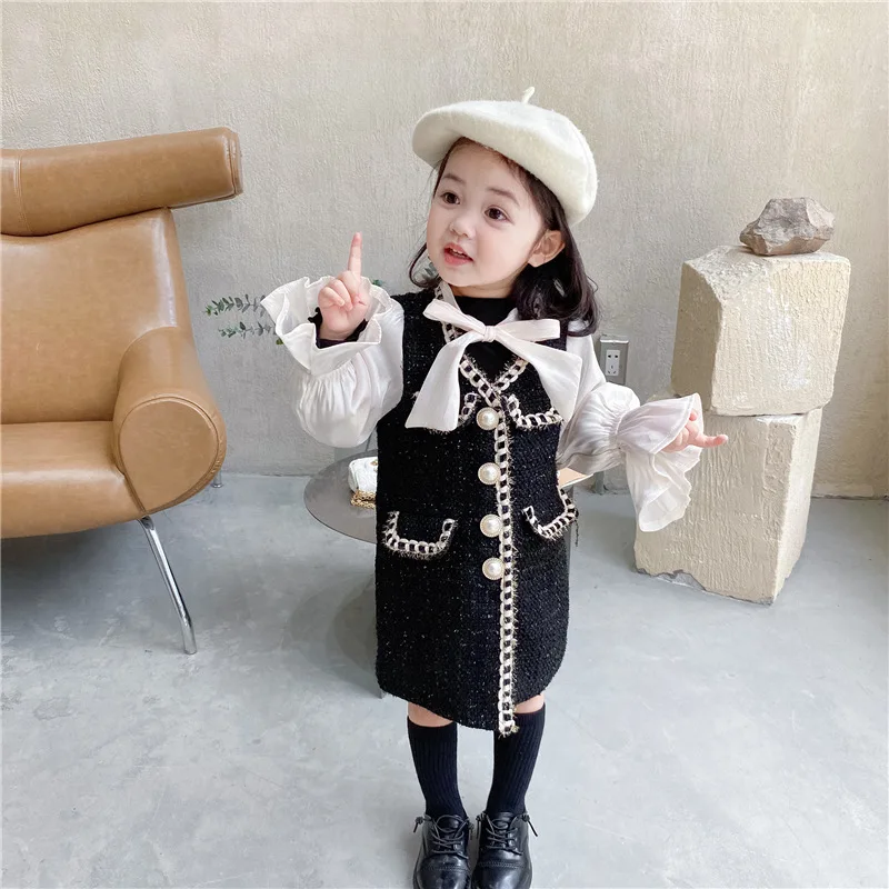 

Spring Autumn Kids Girl Princess Dress Long Sleeve Children Girl Elegant Dresses Splicing Fashion Girl Dress Casual Outfits