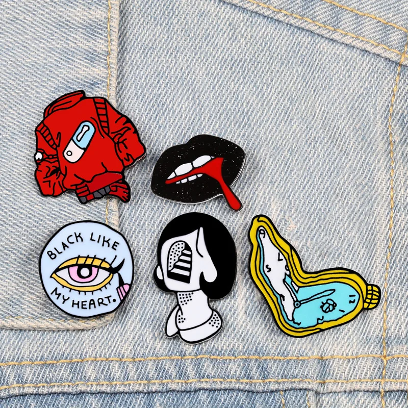 Женская Брошь с эмалью Винтажная брошь в стиле панк язычками и губами|Броши| |