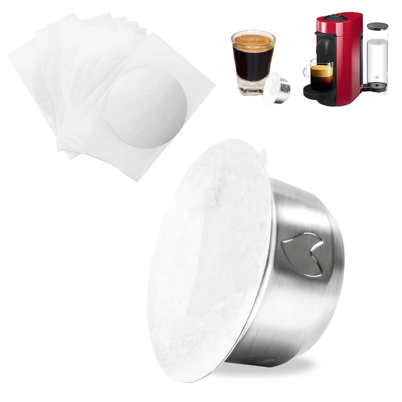 

2.5Oz Refillable Vertuo Coffee Capsules Reusable Coffee Pod with 30 Foil Lids for Vertuoline GCA1 and Delonghi ENV135