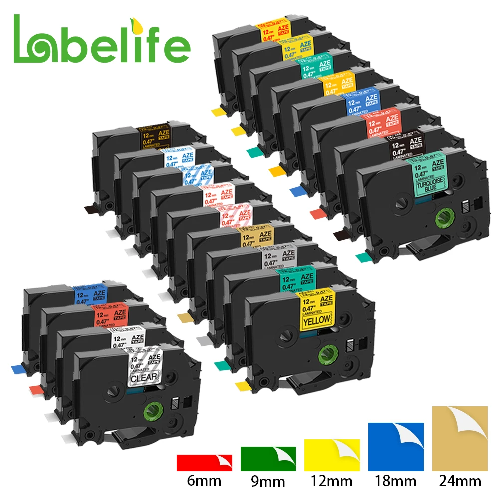 31 Colors TZe-231 TZe-131 TZe231 Label Tape 12mm Compatible for Brother Printer TZe-631 Laminated Ribbon PT-H110 Label Maker