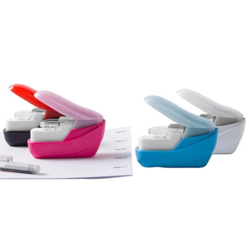 

2021 New Color Stapleless Stapler Book Paper Stapling Stapler Mini Portable No Staples School Office Supplies