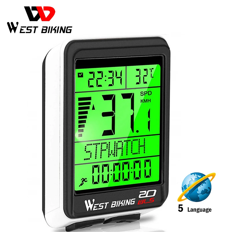 

WEST BIKING Wireless Bicycle Computer MTB Road Bike Odometer Multifunction Cycling Speedometer Stopwatch Rainproof Bike Computer