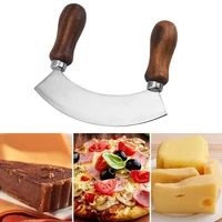 cheese cutter single blade high hardness stainless steel double wood handles bread pizza rocker kitchen knife baking tools