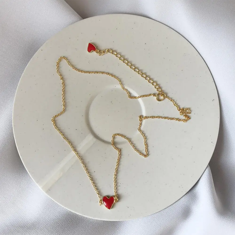 Amaiyllis 925 Стерлинговое Серебро Любовь сердца ожерелья до ключиц кулон двойное