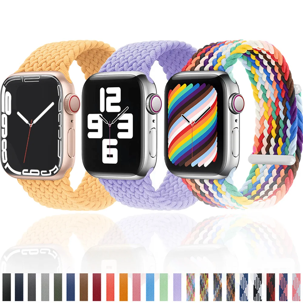

Braided Solo Loop For Apple Watch Band Se 76543 40mm 44mm Elastic Bracelet Strap on Smart Series 38mm 42mm 41mm 45mm Accessories