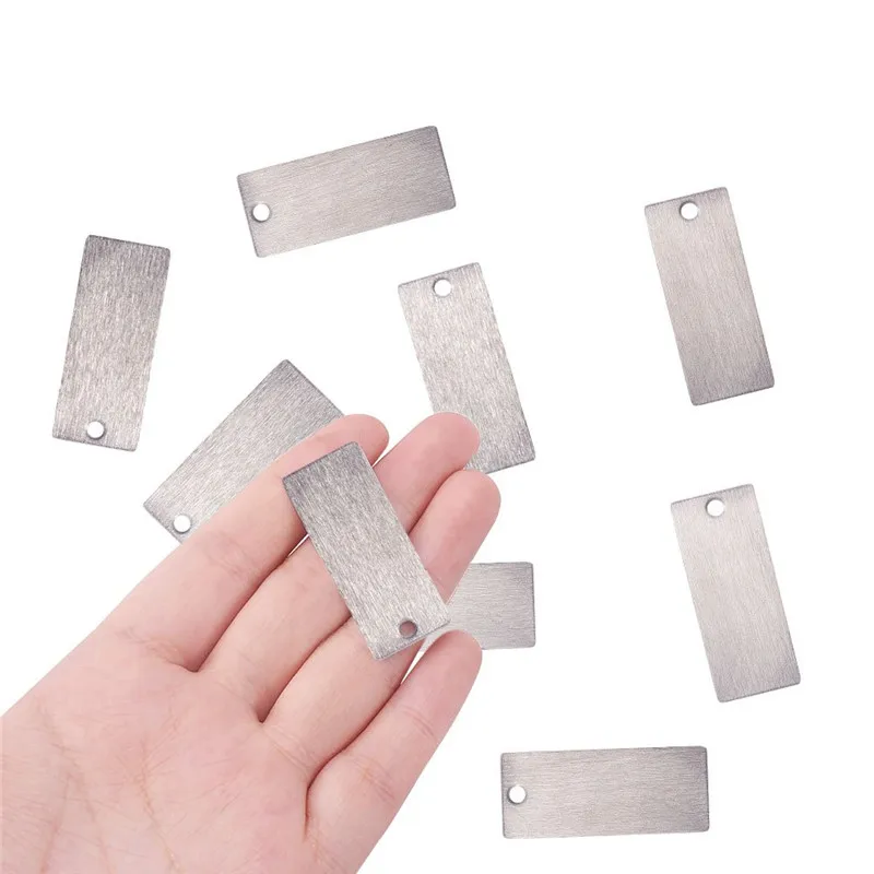 Плоские прямоугольные подвески из нержавеющей стали 304 50 шт./лот пустые