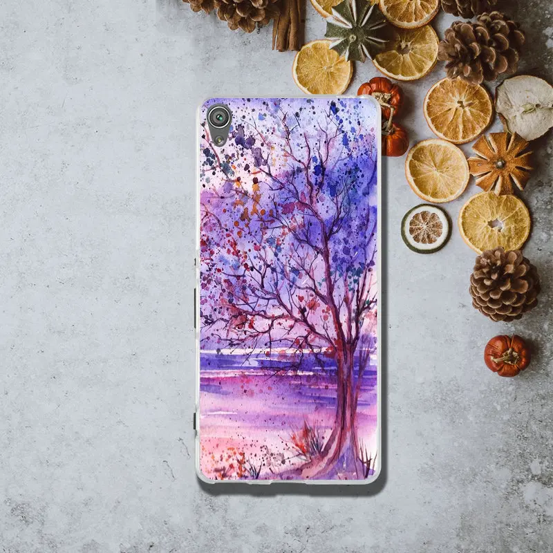 Осенний пейзаж масляная живопись мягкие фоточехлы для Sony Xperia Z Z1 Z2 Z3 Z4 Z5 Compact XA M2 M4 M5