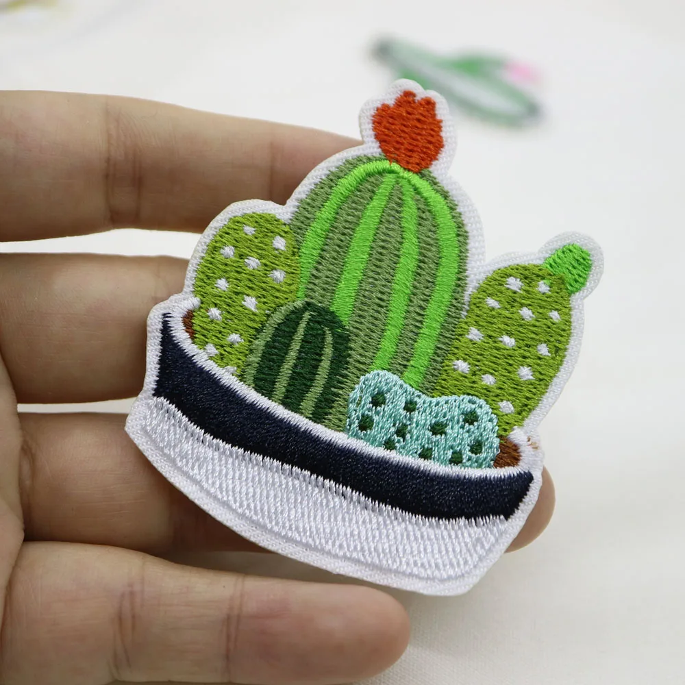

Cute Ironing cactus embroidery Patches for clothing DIY iron on cute embroidered patch applique for clothes decoration