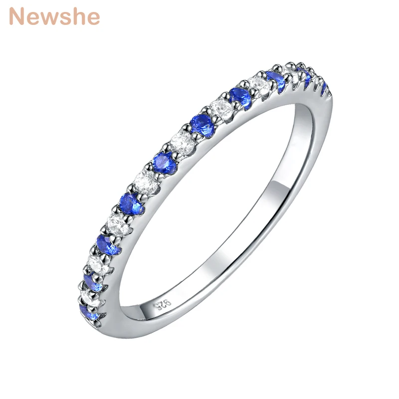 Newshe Stackable 925 серебряные обручальные кольца для женщин синий белый ААА Цирконий