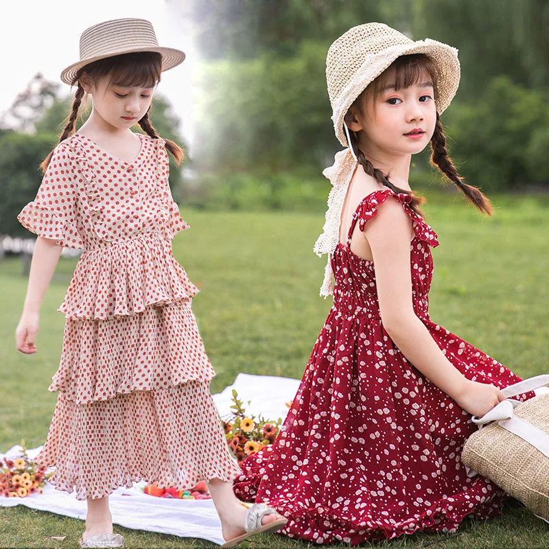 Teen Kids Dresses for Girls Clothes 2021 Summer Floral Bohemia Beach Dress Children's Princess Outfits 10 12 14 Years | Детская