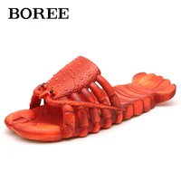 summer lobster slippers men funny animal slides open toe fishing flip flops men beach shoes unisex indoor slippers big size 47