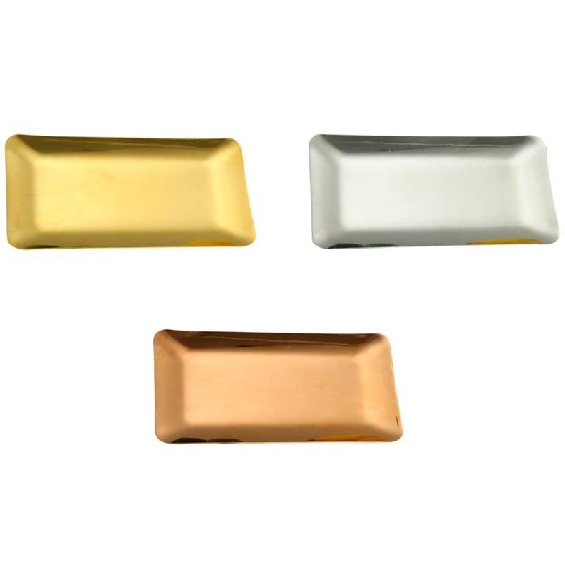 

3PCS Thick Towel Dish Rectangular Napkin Dish Hotel Coffee Dish Snack Dish Wet Wipe Dish Stainless Steel