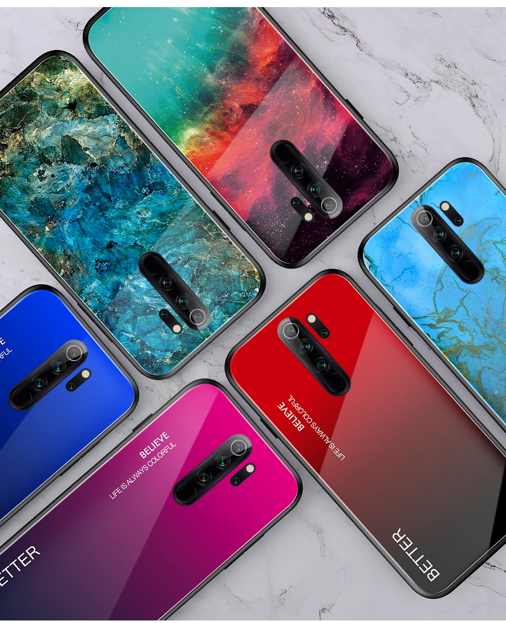 Чехол из закаленного стекла с градиентом для Xio mi Red 8A 8 k20 Note PRO note7 pro задняя крышка