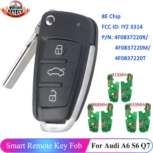 KEYECU FSK 315 МГц 434 МГц 868 МГц 8E чип для Audi A6 S6 Q7 2004-2015 IYZ 3314 4F0837220R 4F0837220M 4F0837220T дистанционный ключ