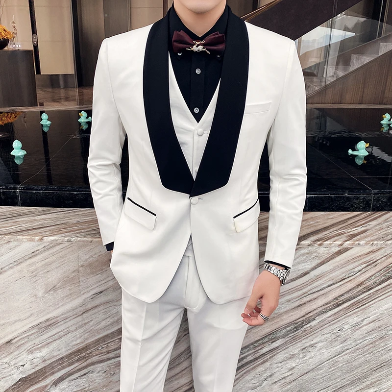 

2020 Autumn and Winter New Men's Suit Three-piece Suit Slim Business Formal Wear Banquet Dress Wedding Banquet Dress Suit TZ01