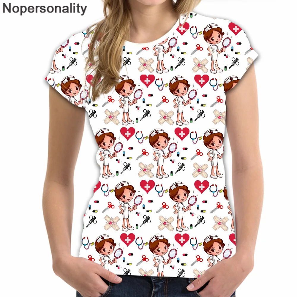 

Nopersonality Cartoon Nurse Girls Printed Comfortable Teens Summer Funny Tops Short Sleeve T Shirt Women Hospital Ladies Tees