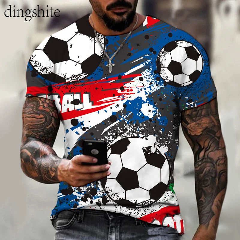 

Dingshite New Men's 3D T-shirt Personalized Football Graffiti Men's Short Sleeve Trending T-shirt
