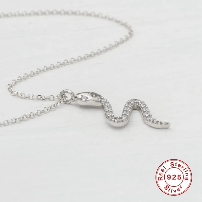 

KOJ Genuine 925 Sterling Silve Snake Pendant Necklace Women Gifts Punk Style Charm Gold Choker Necklace Long Statement Jewelry