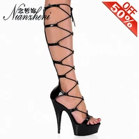 6 inches lace up stripper heels sxey gladiator pole dance shoes high heels show models party night club platform retro classics