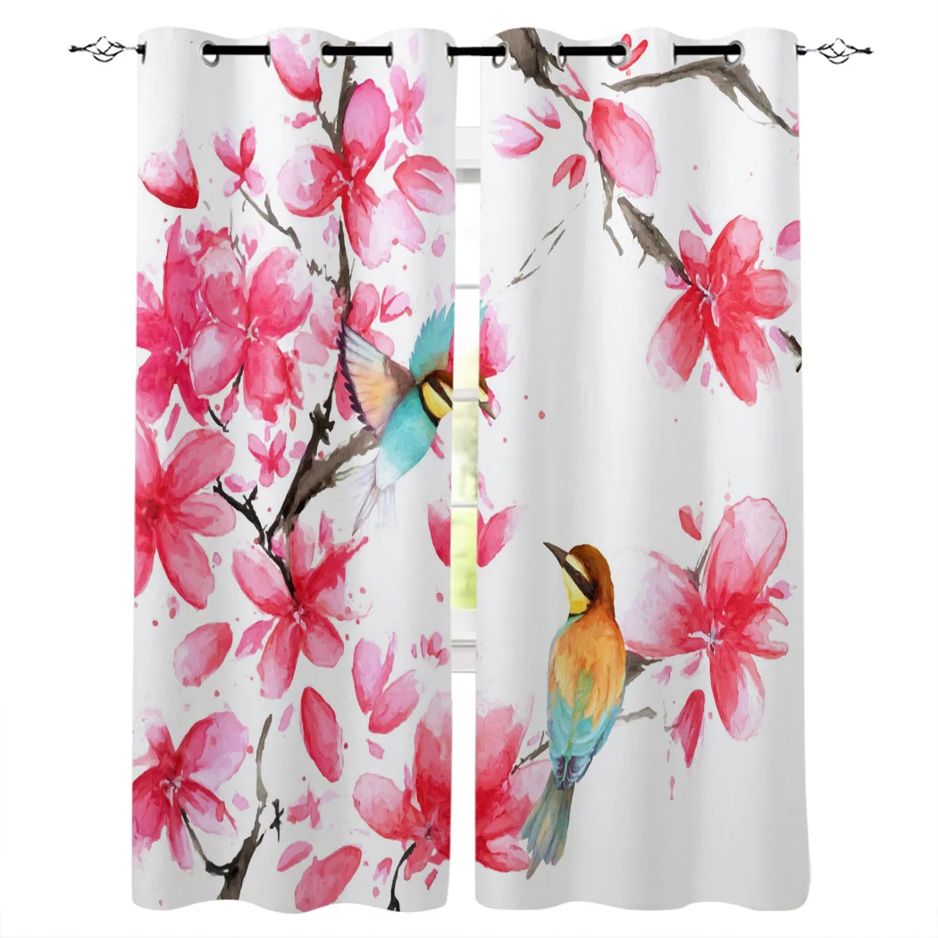 Весенние акварельные растения цветок птица украшение домашние занавески товары