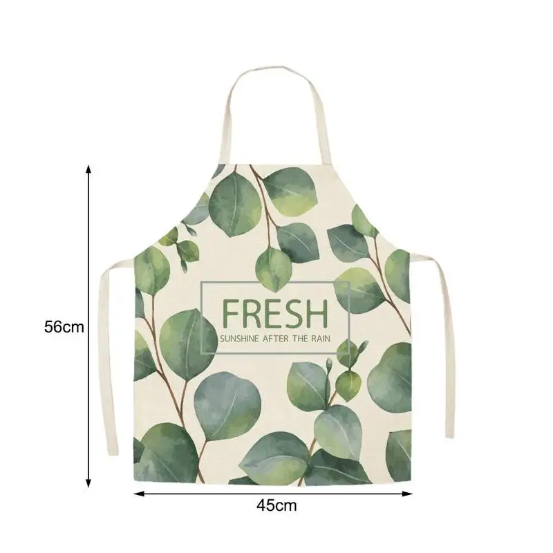 

Kitchen Apron for Woman Leaves Flower Pattern Sleeveless Cotton Linen Aprons Cooking Simplicity Home Cleaning Tools 45x56 cm