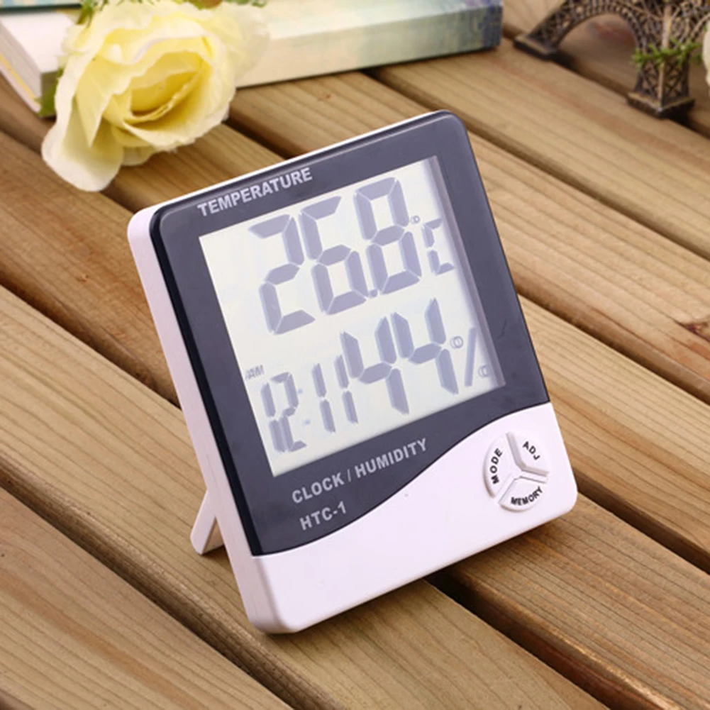 lcd digital thermometer hygrometer electronic temperature humidity monitor meter weather station clock indoor room thermometer free global shipping