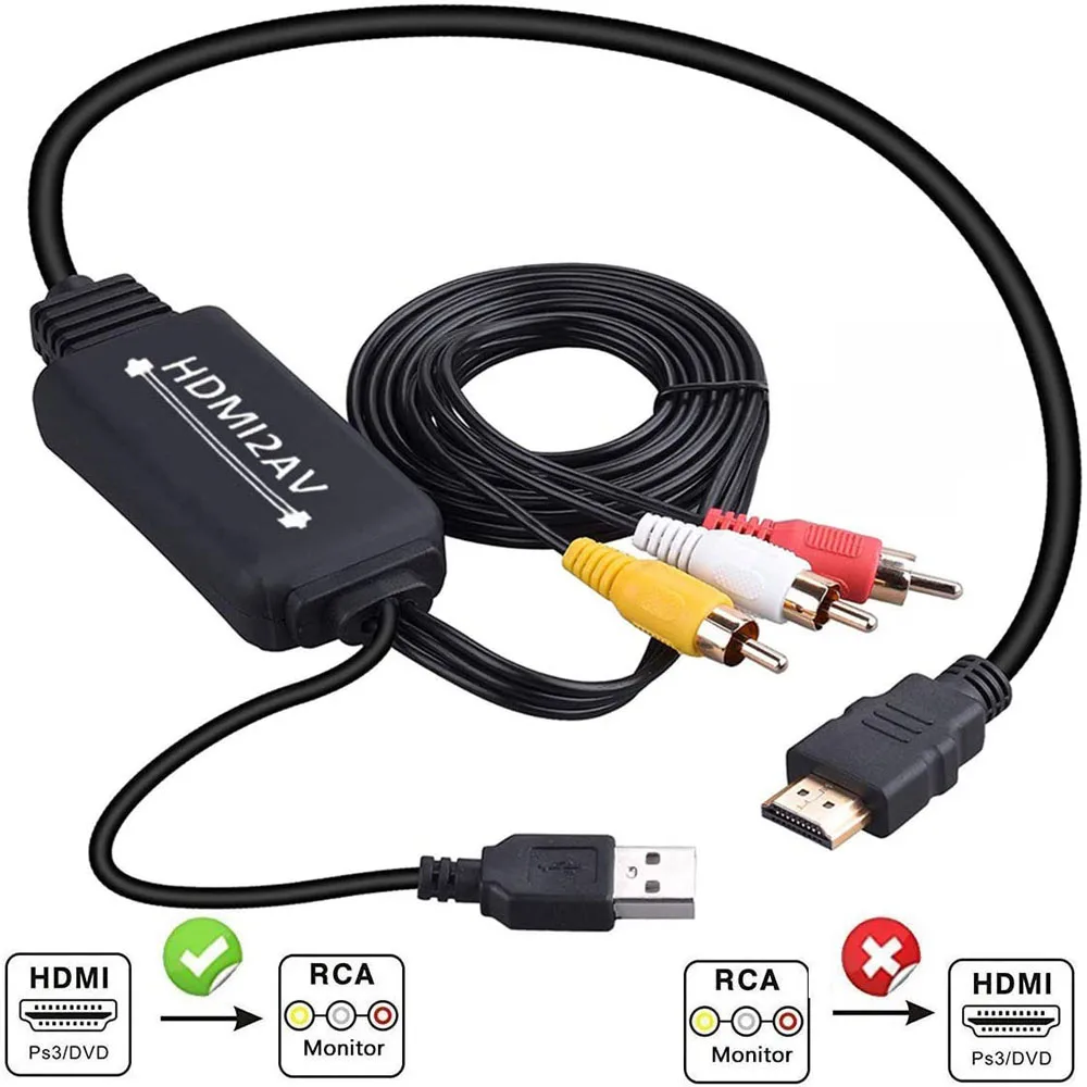 

HDMI-compatible to RCA converter adapter cable AV Video Converter Suitable For Personal Or Home Connect DVD Cable Box