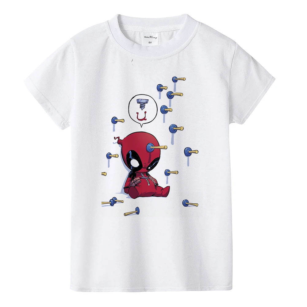 Dead Pool/детская одежда, футболка Летняя футболка с круглым вырезом и принтом для маленьких мальчиков и девочек топ аниме, Повседневная рубашка BAL554 - Цвет: BAL554B
