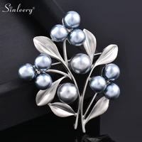 sinleery 2021 trend vintage boho silver color metal hollow brooches pins with big pearl women wedding bridal jewelry zd1 ssp