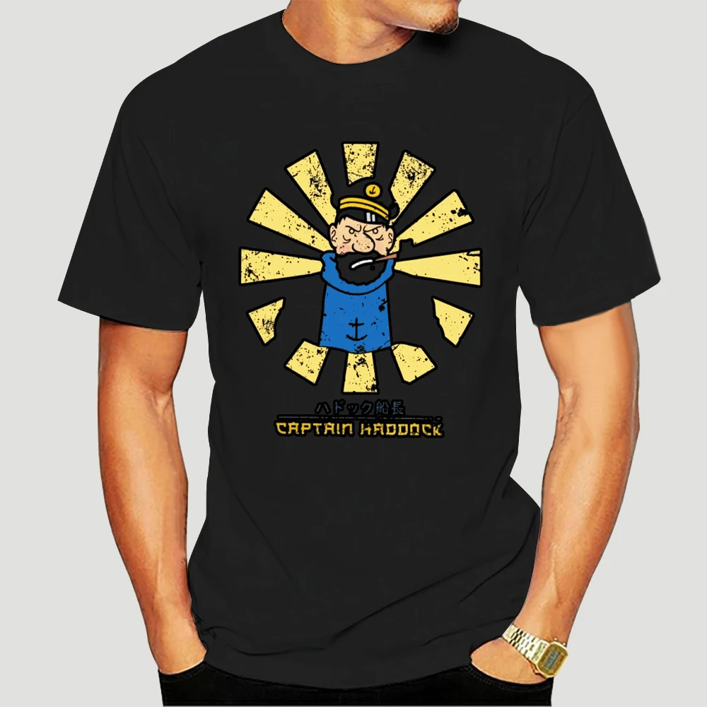 

Captain Haddock Retro Japanese The Adventures Of Tintin T Shirt Men T-Shirts Herge Comic Snowy Dog Tees Short Sleeve-5438A