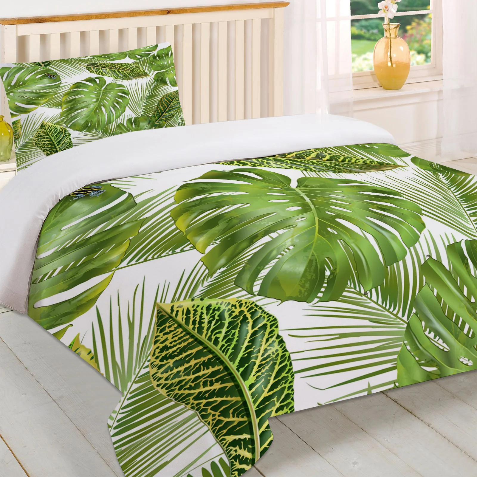 2 шт. завод Зеленый Джунгли с паттерном в форме листьев пододеяльник подушка