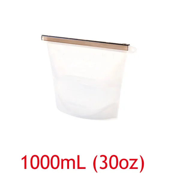 white-1000ml Кухонные многоразовые силиконовые сумки для хранения пищевых продуктов, BPA бесплатные пакеты для сохранения пищевых продуктов, герметичные пакеты для хранения замороженных продуктов на холодильник - Цвет: white-1000ml