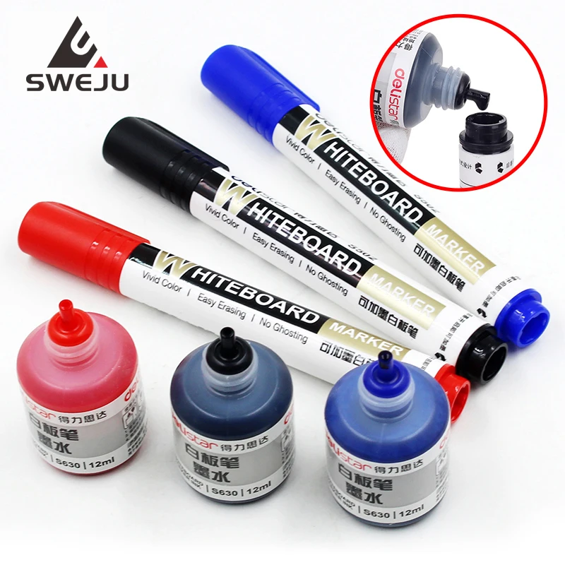 SWEJU стираемый маркер для белой доски 2 шт. белая доска + 1 бутылка чернил офисные